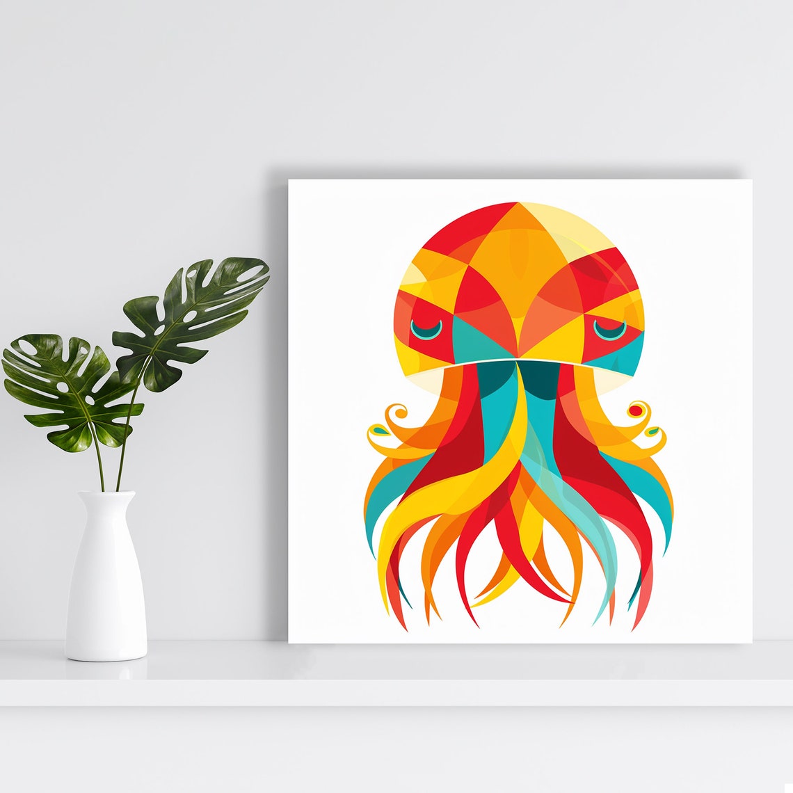 Geometric Octopus Kaleidoscope Abstract Sea Creature Wall Poster - Image 2