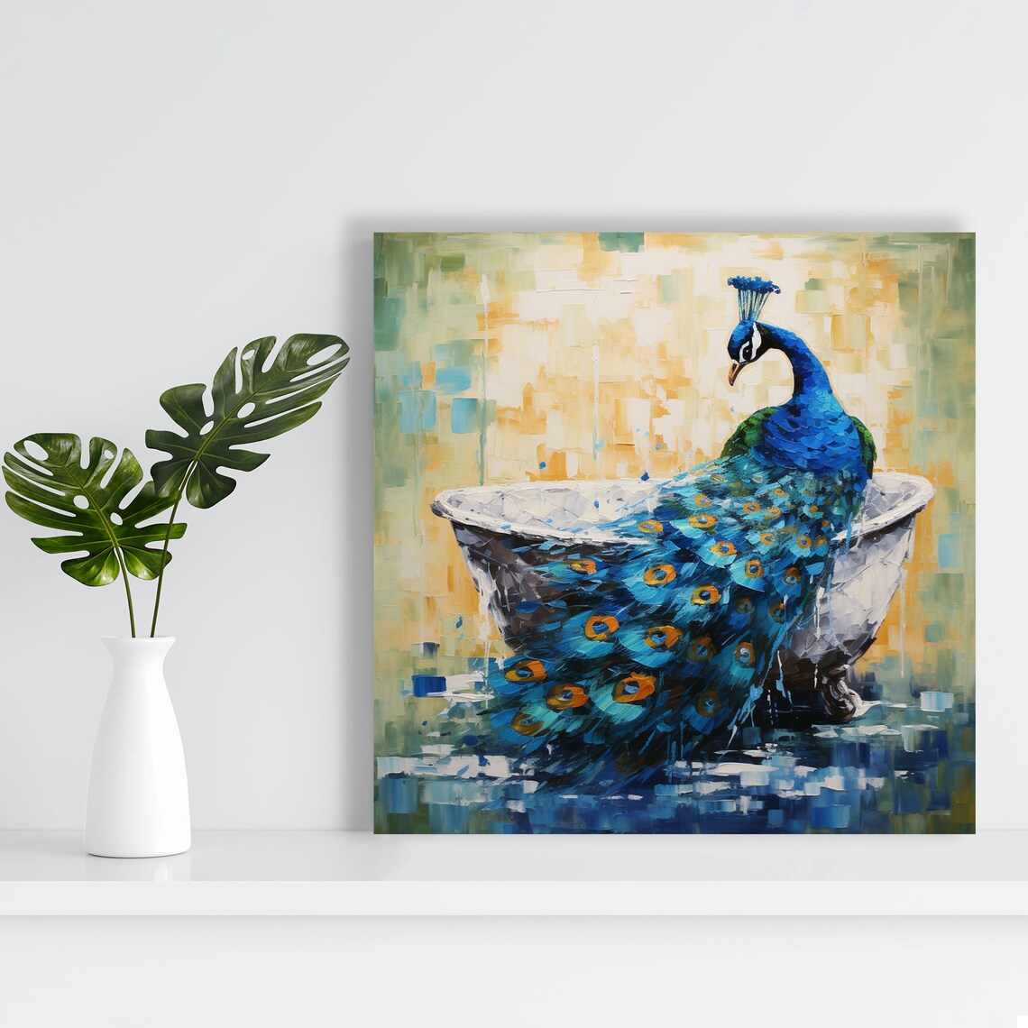 Peacock In Bathtub Art Print, Animal Bathroom Decor - Image 2
