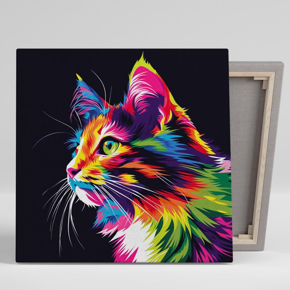 Cat Pop Art Bohemian Decor Art Print, Living Room