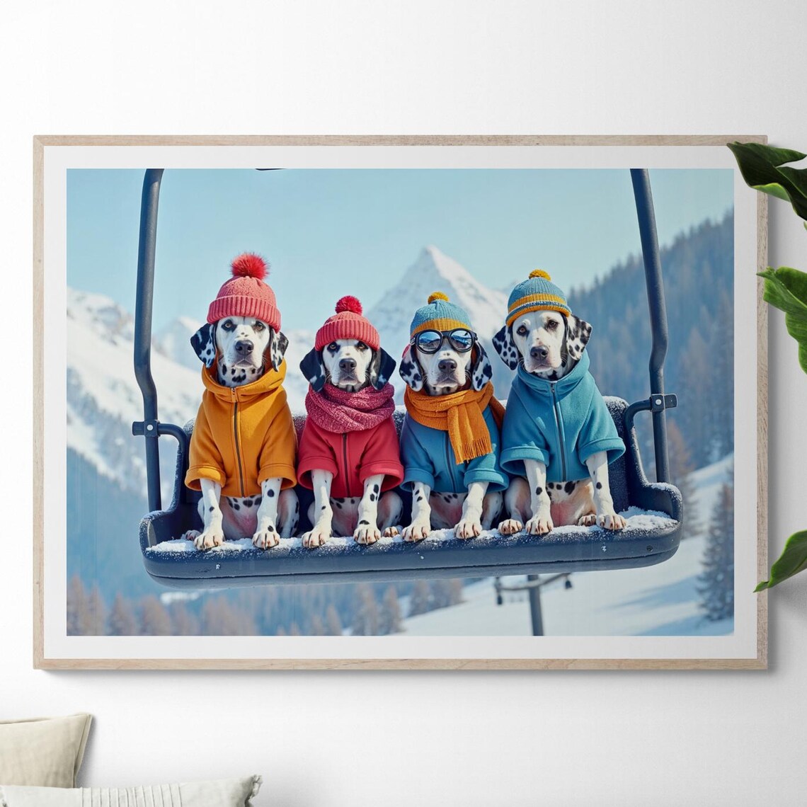 Ski Dog Dalmatian Squad Winter Art Print
