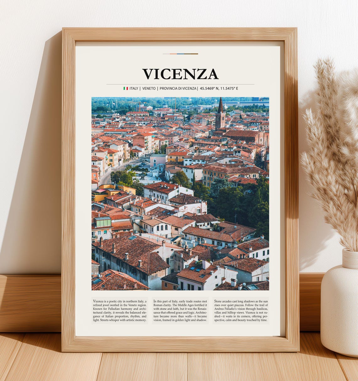 Vicenza Travel Poster Italy Wall Art Print Veneto Architecture Decor Instant For Home Or Unique Gift