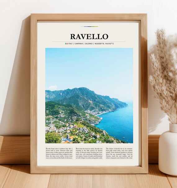 Ravello Italy Amalfi Coast Cliffside Village Vintage Travel Poster