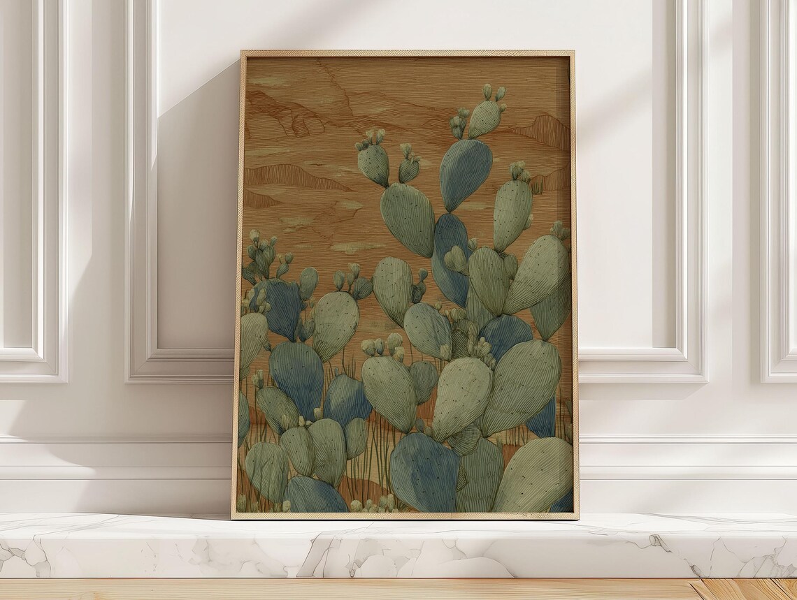 Abstract Cactus Desert Landscape Art Print