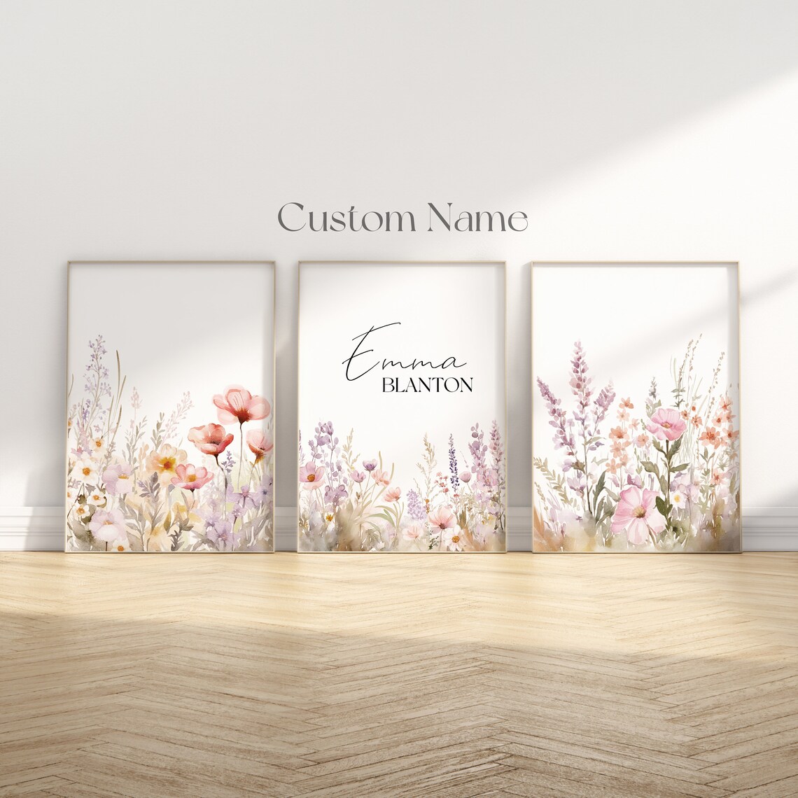 Custom Baby Name Boho Wildflowers Nursery Art Print - Image 4
