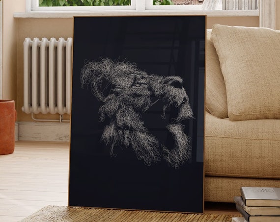 Lion Wall Art Lion Print Lion Poster Animal Poster Lion Wall Art Animal Illustration Print Lion Art Print