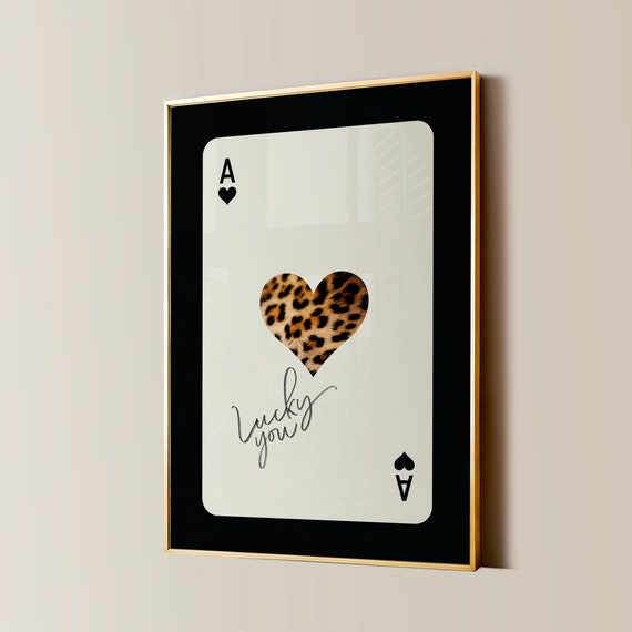 Ace Of Hearts Leopard Print Retro Poster, Y2K