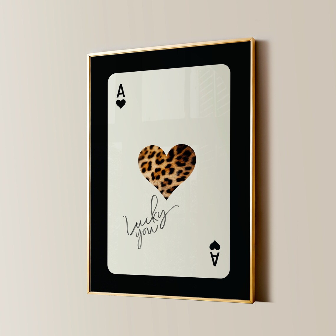 Ace Of Hearts Leopard Print Retro Poster, Y2K