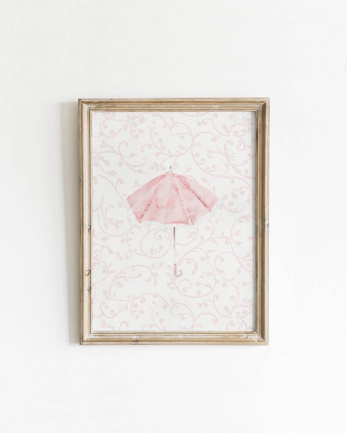 Pink Parasol Watercolor Feminine Coquette Umbrella Art Poster