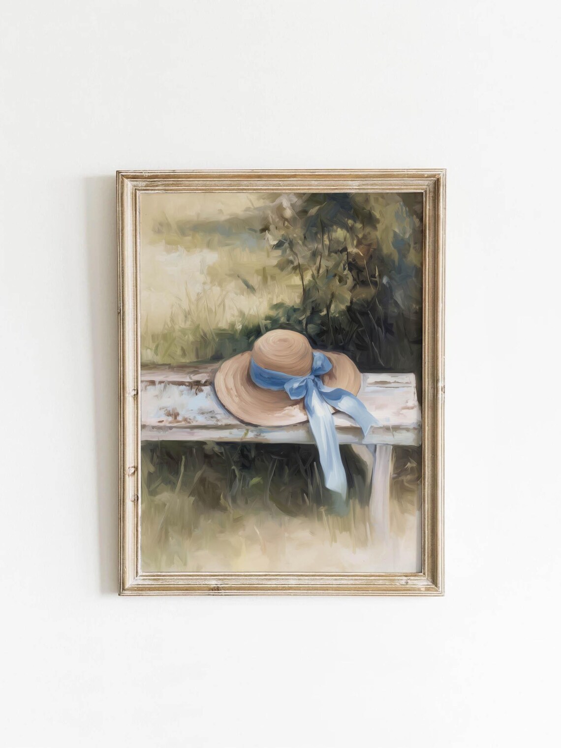 Vintage Straw Sunhat Painting, Cottagecore Art Print
