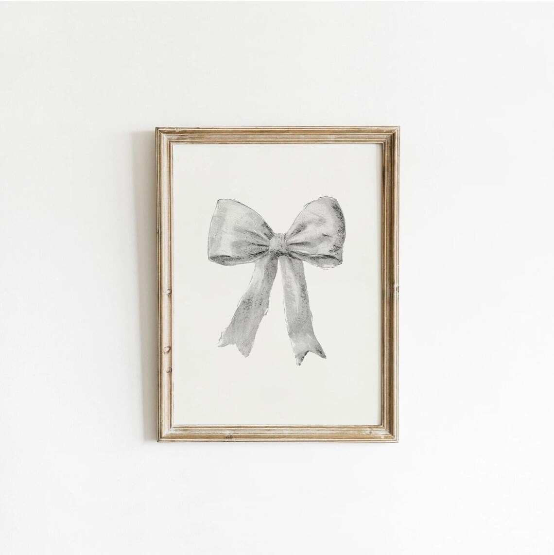 Gray Bow Print, Preppy Retro Wall Art Print