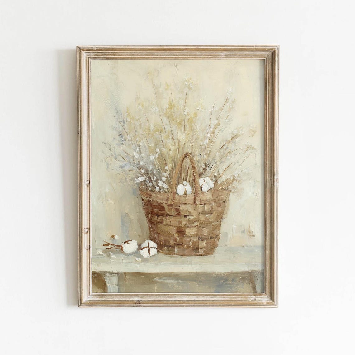 Dried Botanical Basket Taupe Farmhouse Neutral Rustic Wall Poster