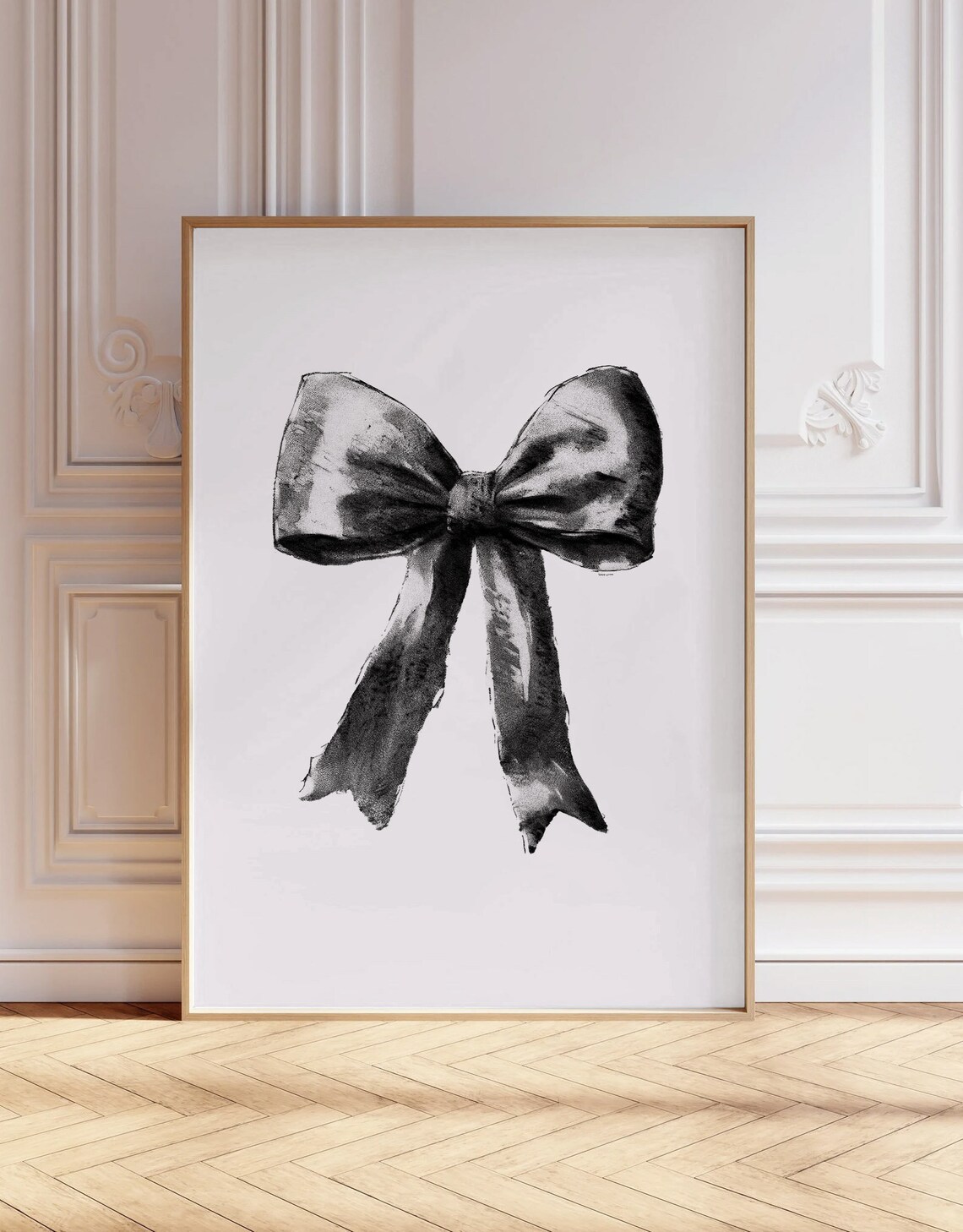 Black Bow Watercolor Painting Coquette Girly Preppy Soft Girl Aesthetic Print