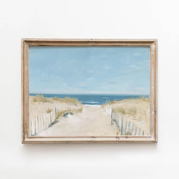Sandy Dune Path To Ocean Coastal Oil Painting Beach Wall Art