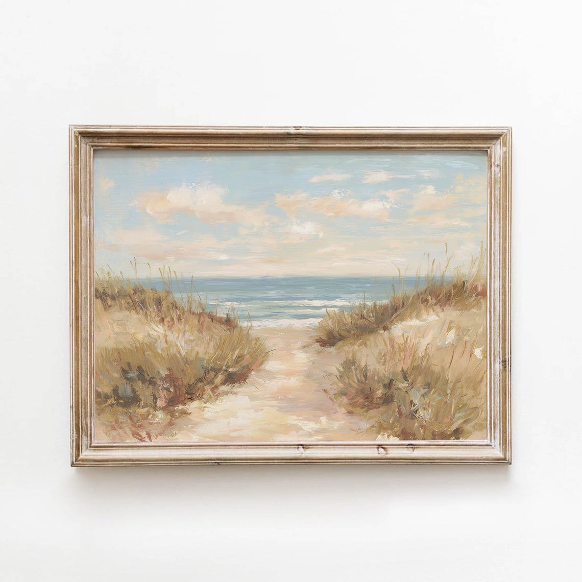 Muted Coastal Dune Path Soft Vintage Style Beach Seascape Print