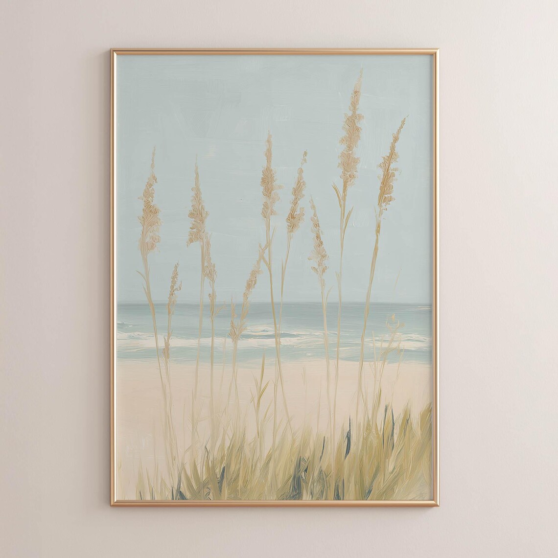 Tall Sea Oats Coastal Poster Print, Minimalist Decor