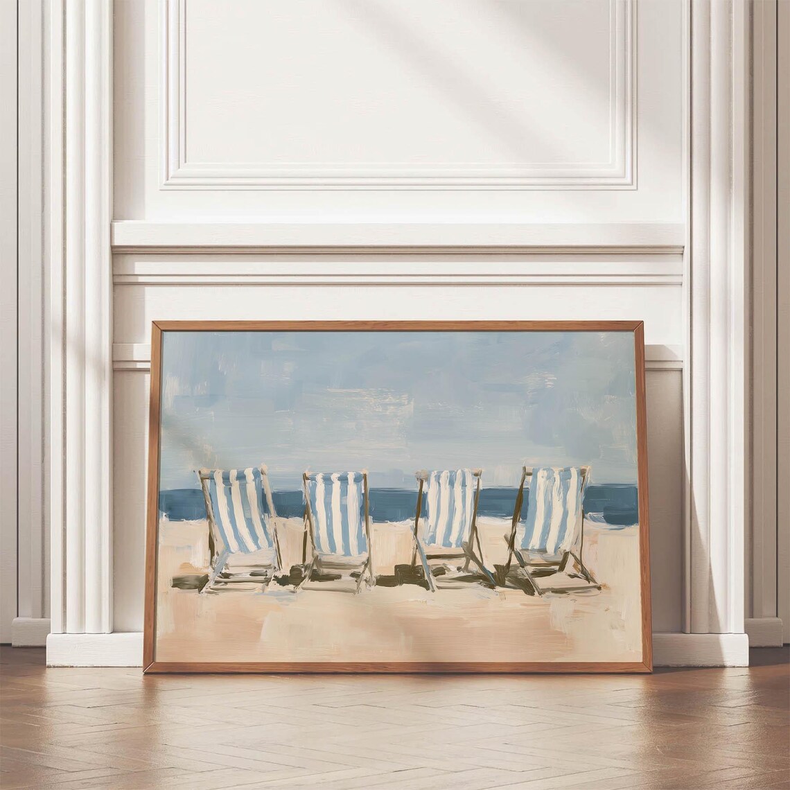 Coastal Beach Chairs, Nautical Wall Art Print