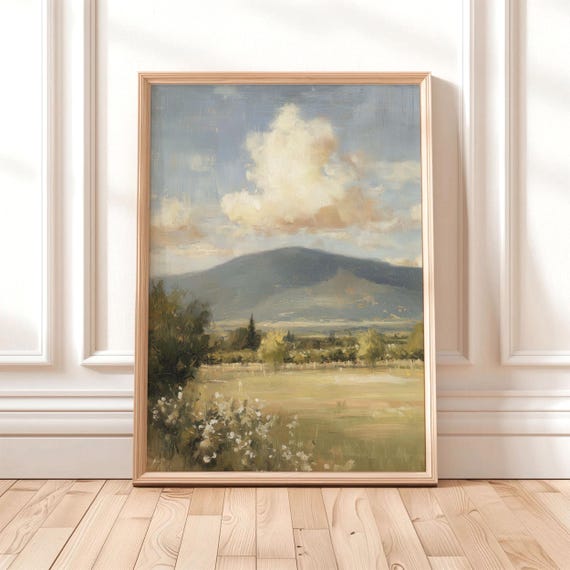 Countryside Printable Painting Rustic Mountain Wall Art Nature Still Life Digital Download 0085