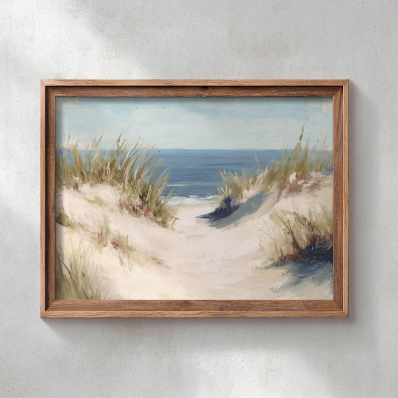 Sandy Dune Path To Blue Ocean Vintage Coastal Seascape Poster