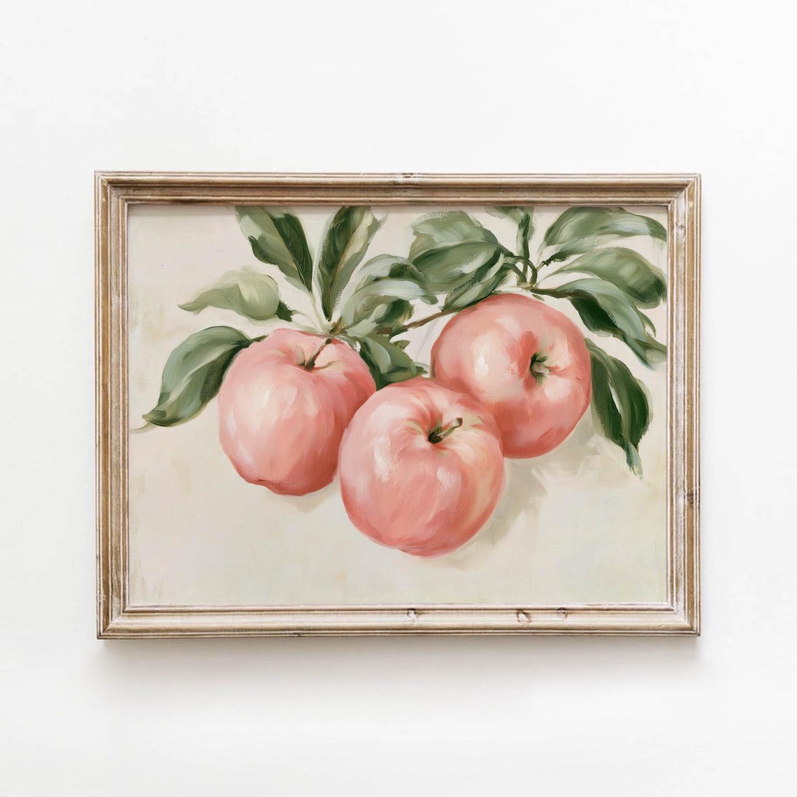 Pink Apples On Branch Vintage Farmhouse Kitchen Fruit Art Poster