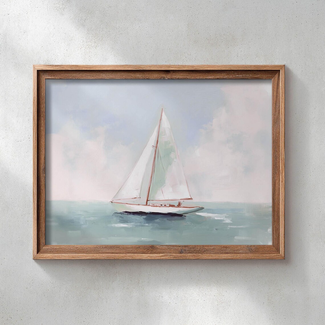 Sailboat On Calm Sea Pastel Coastal Art Print