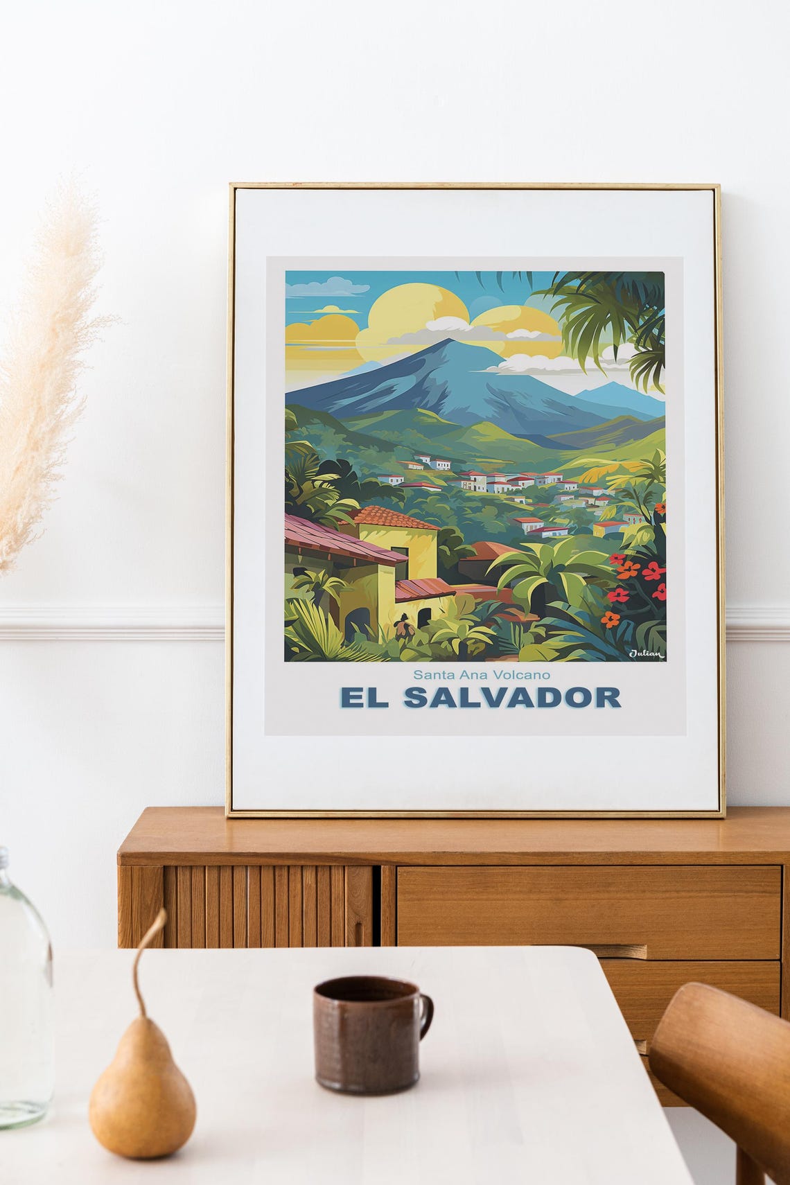 Santa Ana Volcano El Salvador Retro Style Colorful Travel Poster - Image 2