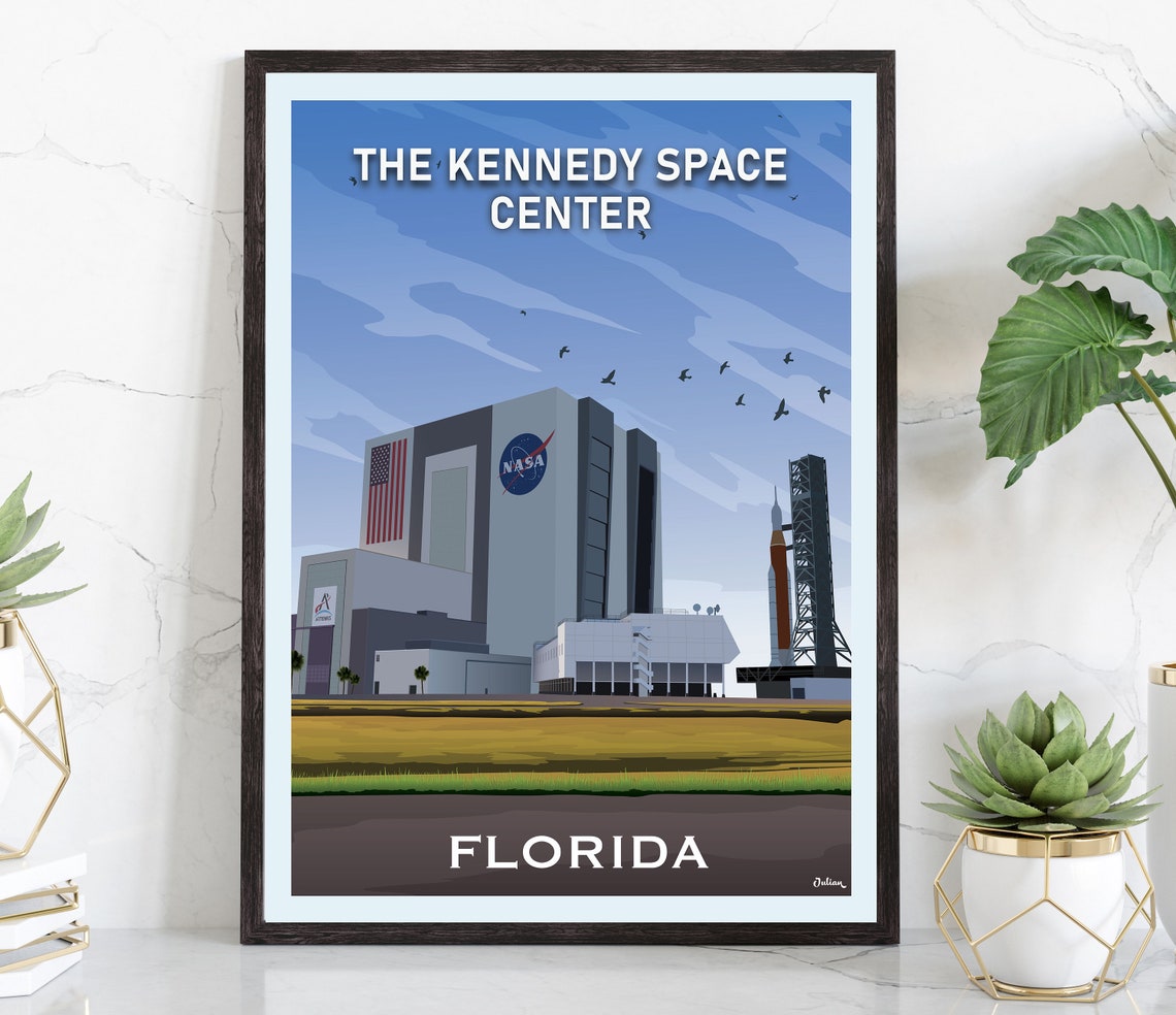 Kennedy Space Center NASA Rocket Launch Florida Travel Poster