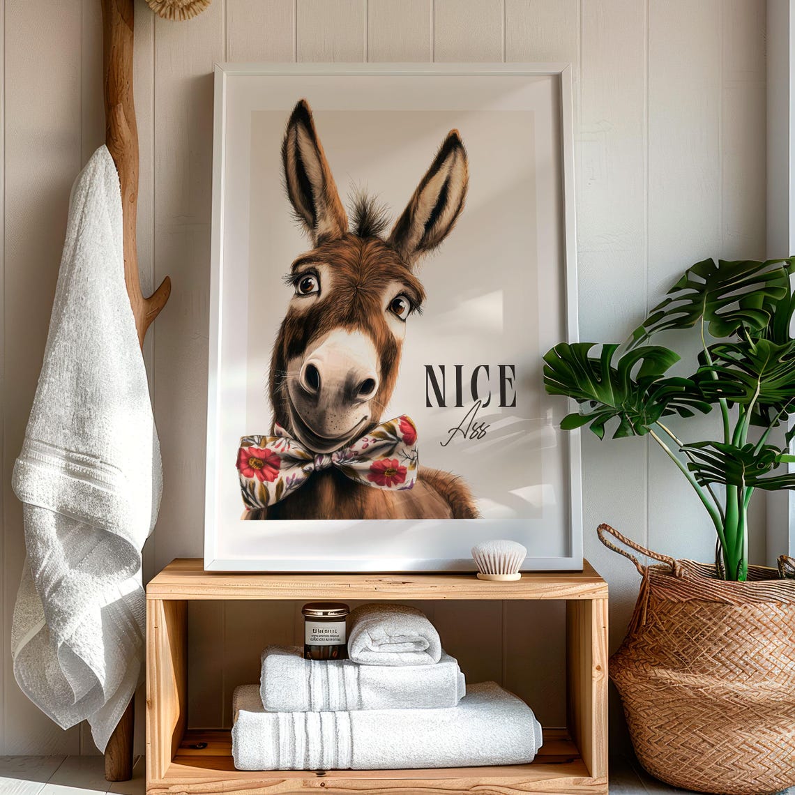 Nice Ass Donkey With a Floral Bow Tie Cheeky Funny Bathroom Poster - Image 7