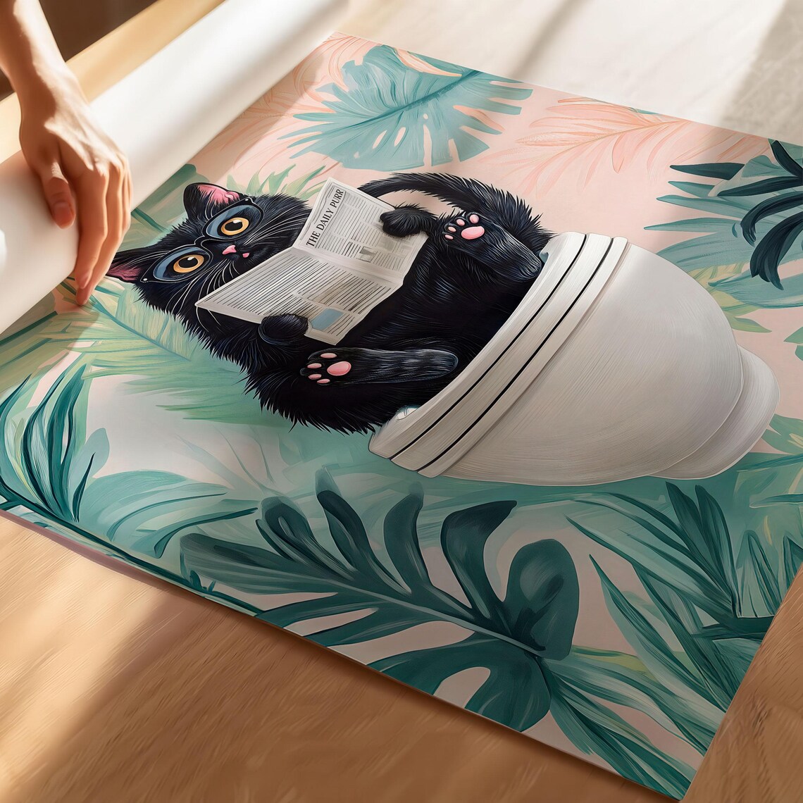 Black Cat on Toilet, Funny Bathroom Wall Poster - Image 6