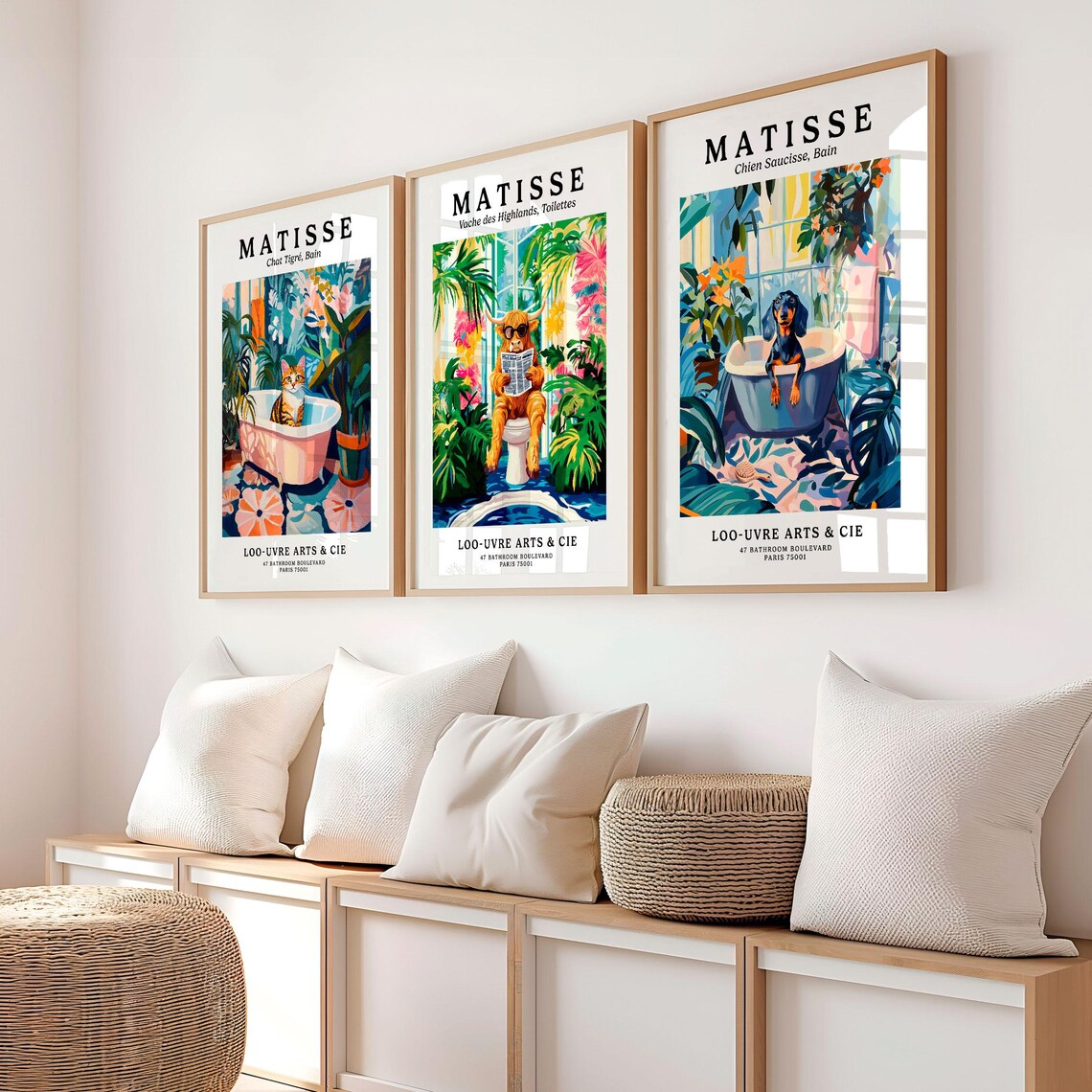Matisse Style Highland Cow Reading on a Toilet Parody Art Poster - Image 6