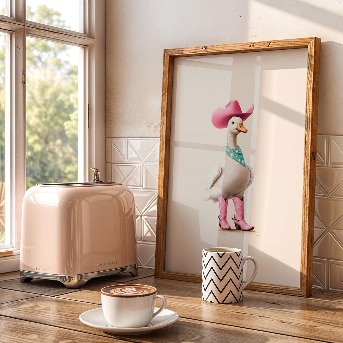 Silly Cowgirl Goose in Pink Cowboy Boots and a Pink Hat Poster - Image 3