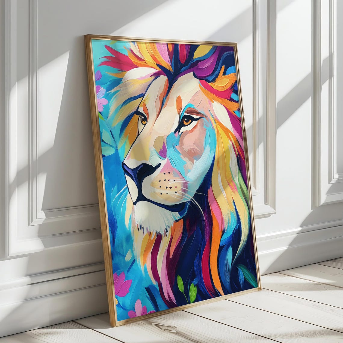 Lion With a Rainbow Mane in Bold Abstract Paint Wildlife Poster - Image 4