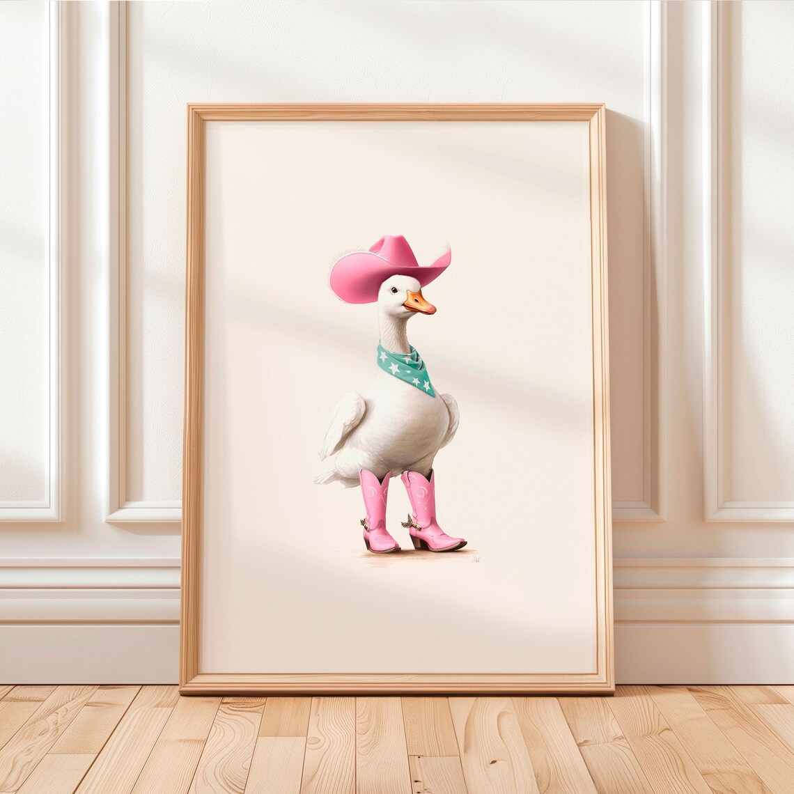 Silly Cowgirl Goose in Pink Cowboy Boots and a Pink Hat Poster