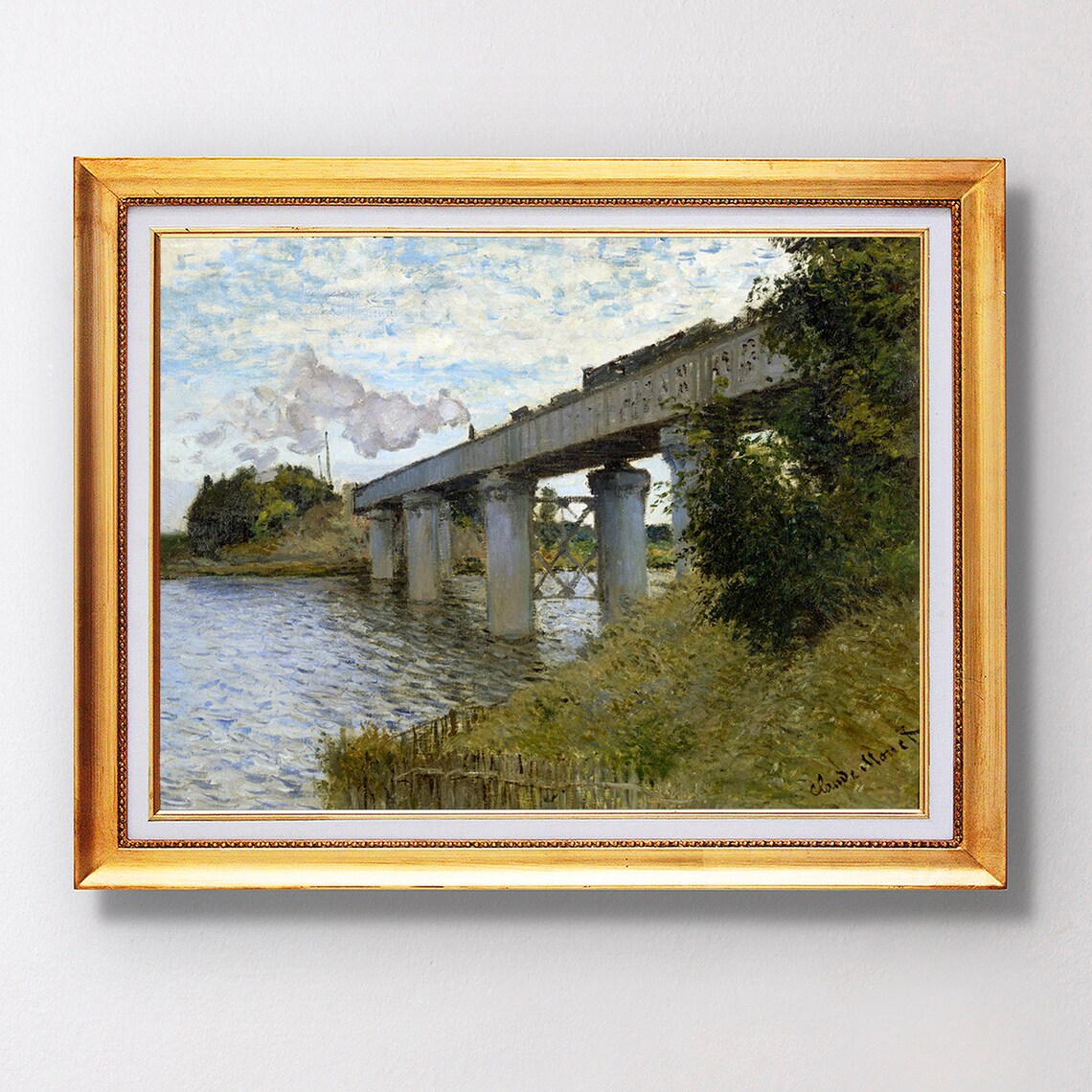 Claude Monet The Railroad Bridge In Argenteuil Fine Art Glice 1874 Sku 0155 - Image 2