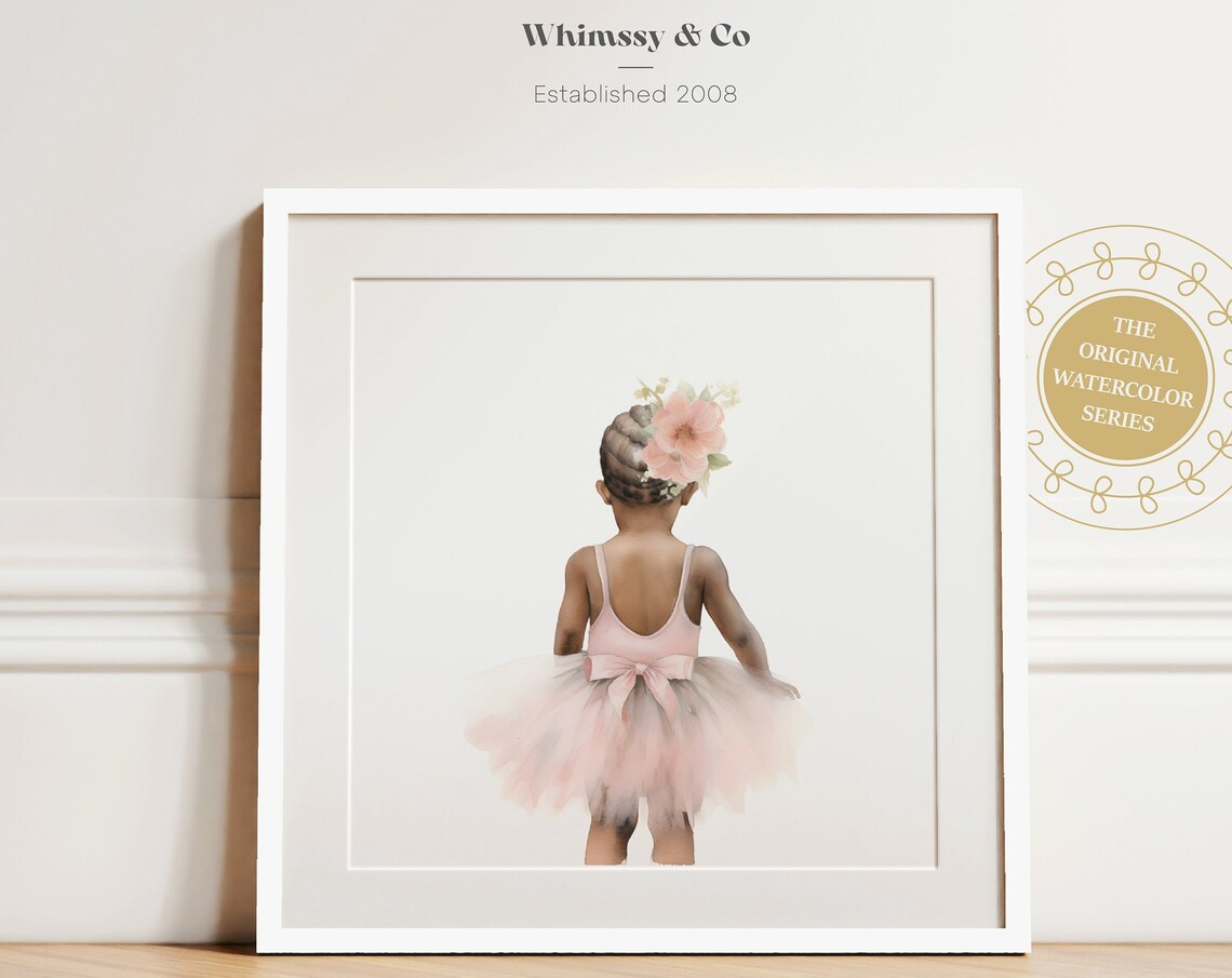 Black Ballerina Art Print, Little Girl Nursery Decor