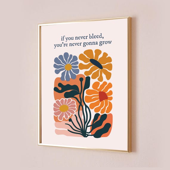If You Never Bleed Youre Gonna Grow Taylor Poster Lyric Print Inspired Subtle Office Decor Quote The 1