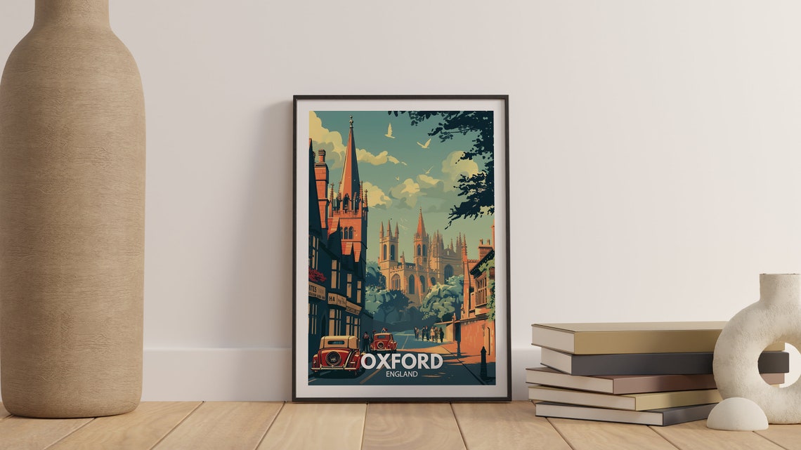 Oxford Art Print Oxford City Poster Uk Wall Art England Wall Art Decor British Travel Poster United Kingdom Print England City Art - Image 3