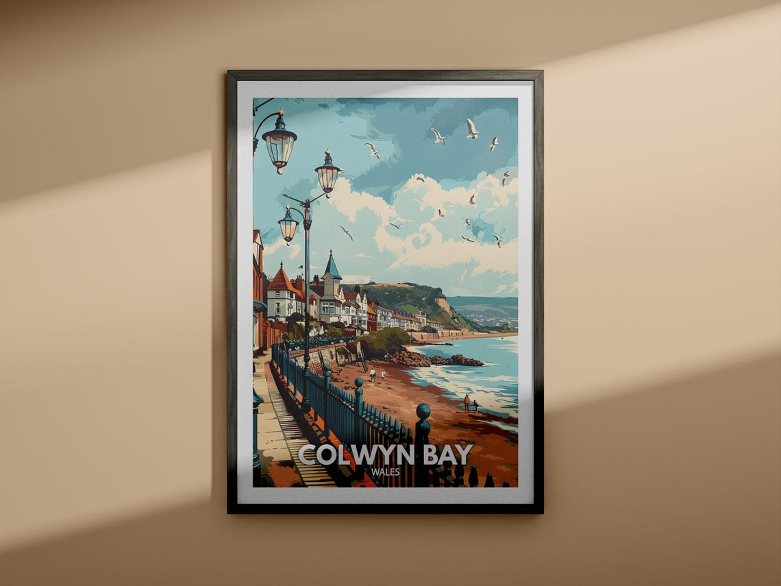 Colwyn Bay Print Colwyn Bay Poster Uk Wall Art Wales Wall Art Decor Uk Travel Poster United Kingdom Print Wales City Art - Image 4