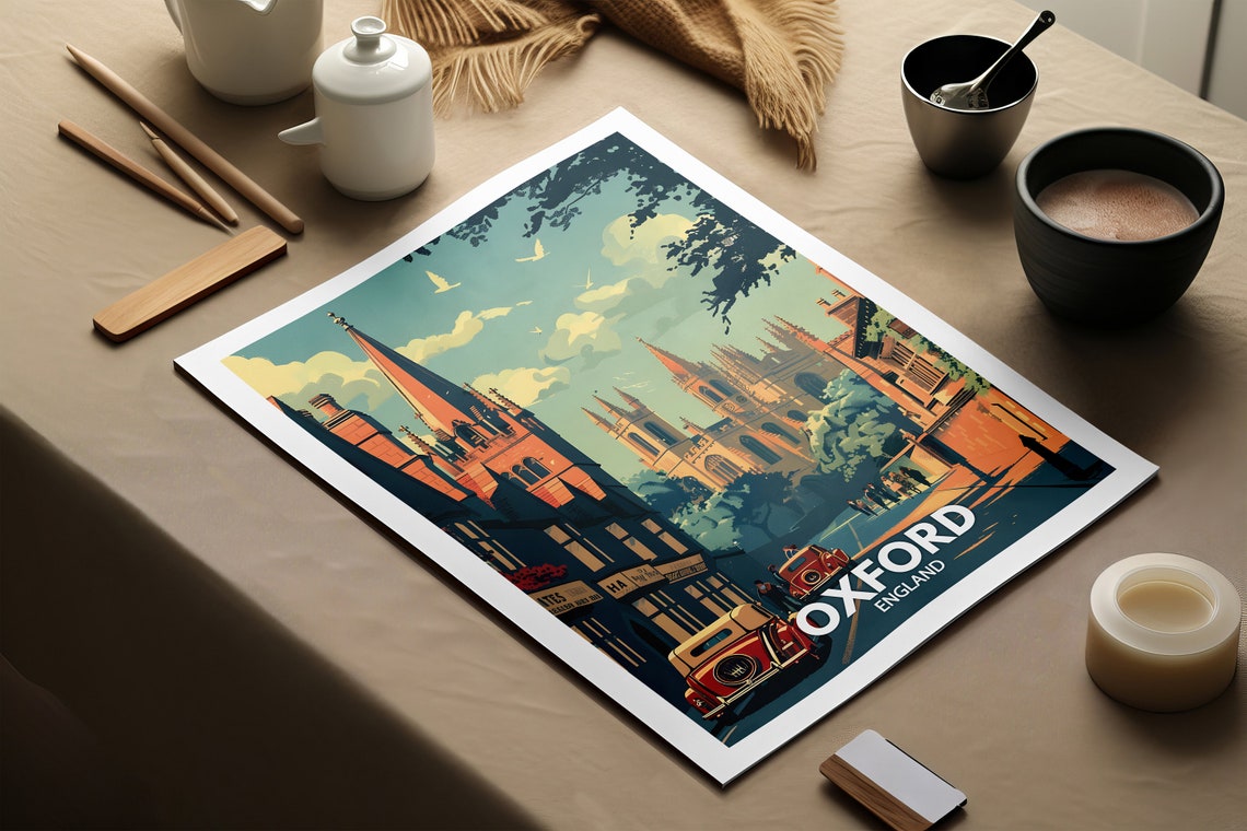 Oxford Art Print Oxford City Poster Uk Wall Art England Wall Art Decor British Travel Poster United Kingdom Print England City Art - Image 2