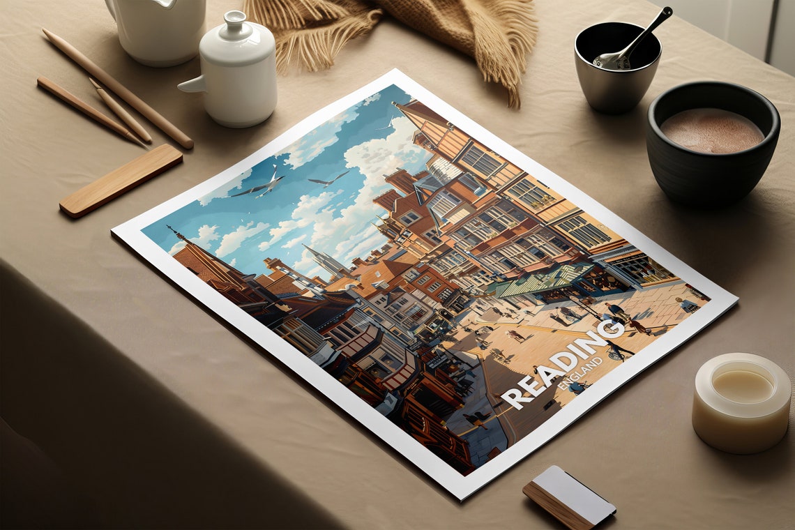 Reading England Bustling Tudor High Street Crowds Shoppers Poster - Image 2