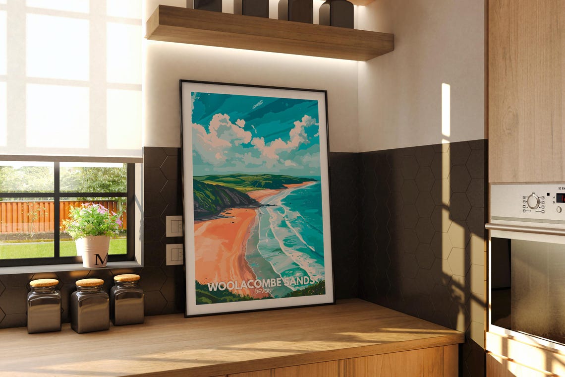Woolacombe Sands Devon Beach Golden Coast Surf View Travel Poster - Image 3