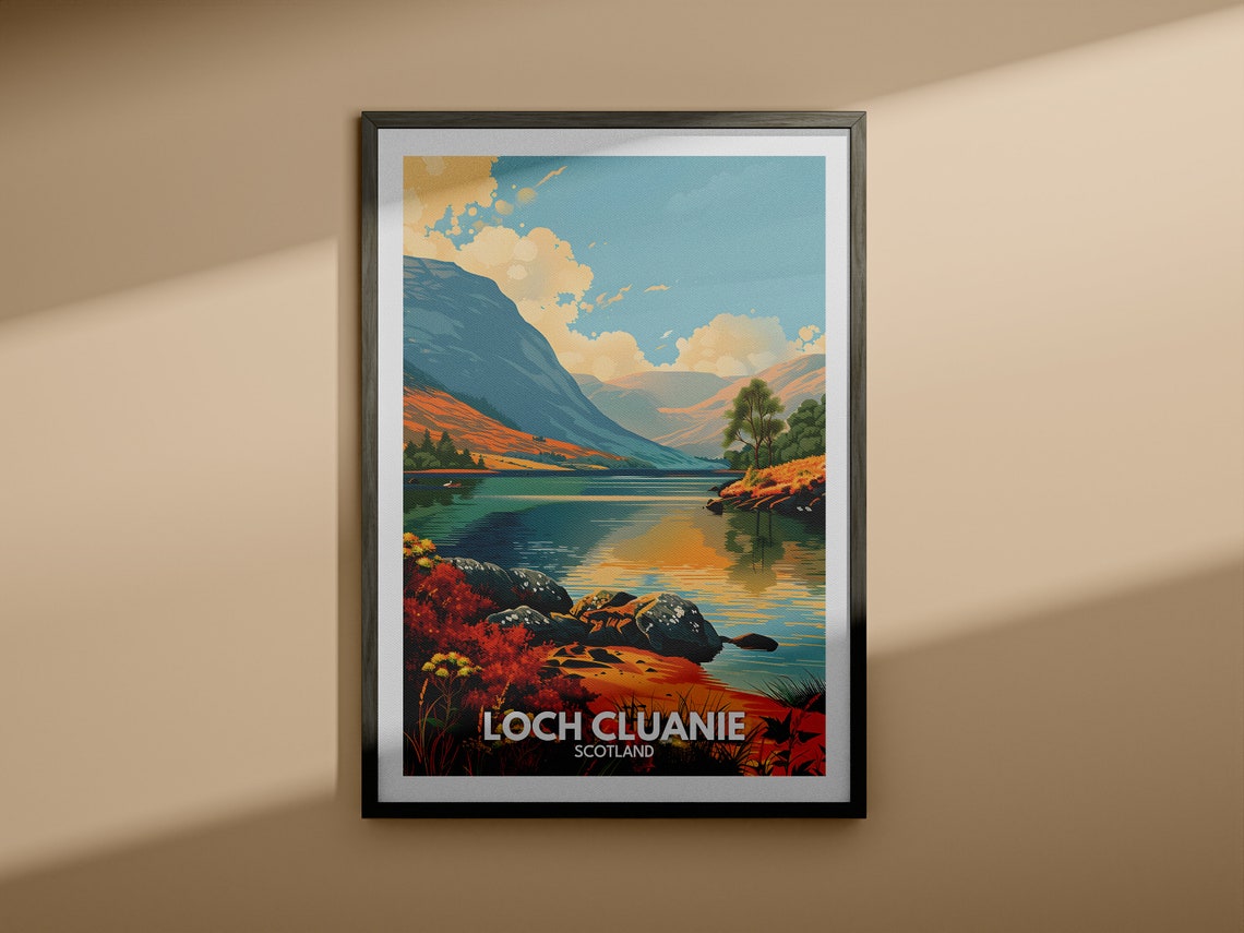Loch Cluanie Print Loch Cluanie Poster Scotland Lake Travel Poster Lake Wall Art Decor United Kingdom Lake Art Scotland Nature Poster - Image 4