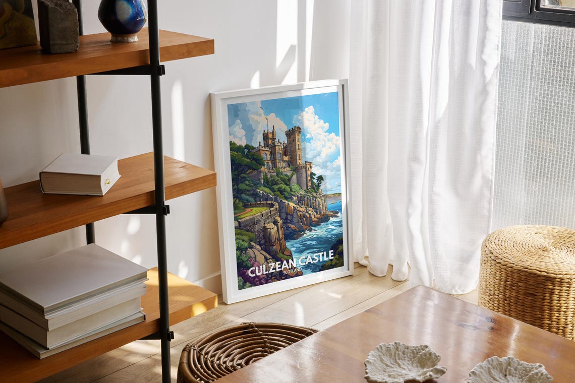Culzean Castle Scotland Dramatic Rocky Cliffside Sea View Poster - Image 2