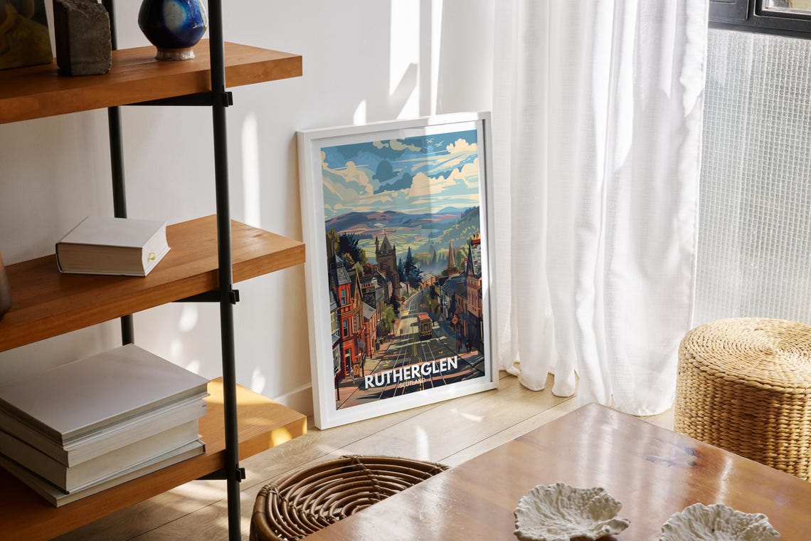 Rutherglen Print Rutherglen Poster Uk Wall Art Scotland Wall Art Decor Uk Travel Poster United Kingdom Print Scotland City Art - Image 2