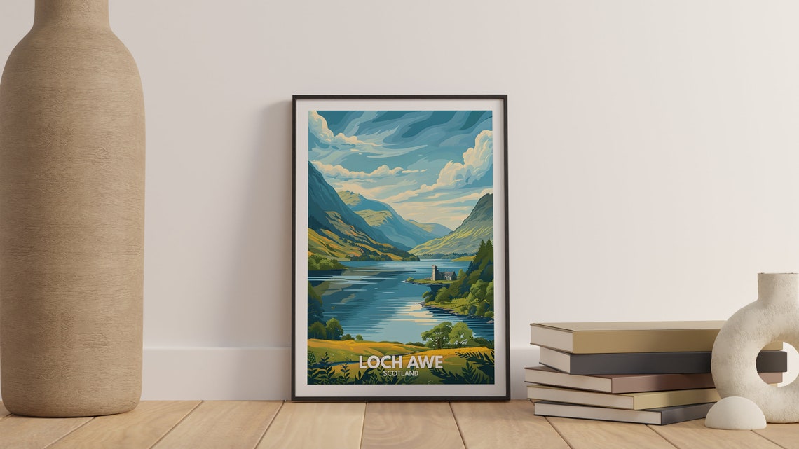 Loch Awe Print Loch Awe Poster Scotland Lake Travel Poster Lake Wall Art Decor United Kingdom Lake Art Scotland Nature Poster - Image 3