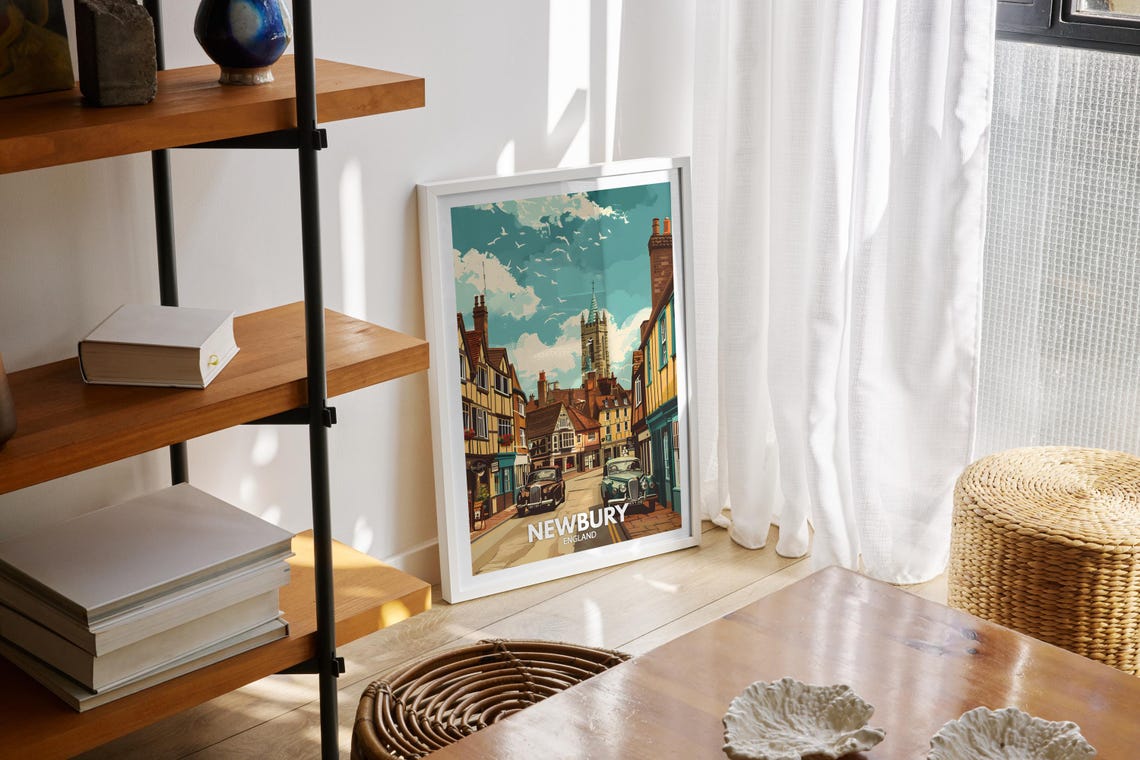 Newbury Print Newbury Poster Uk Wall Art England Wall Art Decor British Travel Poster United Kingdom Print England City Art - Image 2