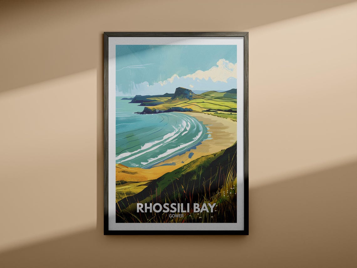 Rhossili Bay Gower Wales Sweeping Sandy Beach Headland Poster - Image 4