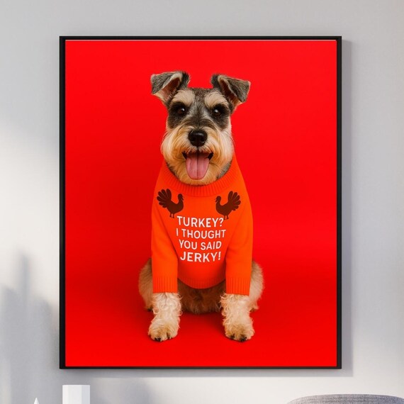 Miniature Schnauzer Thanksgiving Wall Art Photography Print Poster Gift For Owners