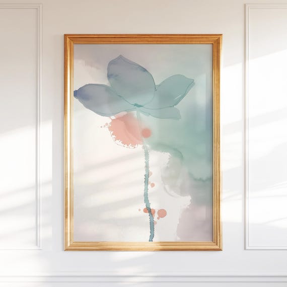 Soft Blossom Watercolor Wall Art Minimalist Zen Floral Print Japandi Style Botanical Poster For Tranquil Home Decor Spaces Gift