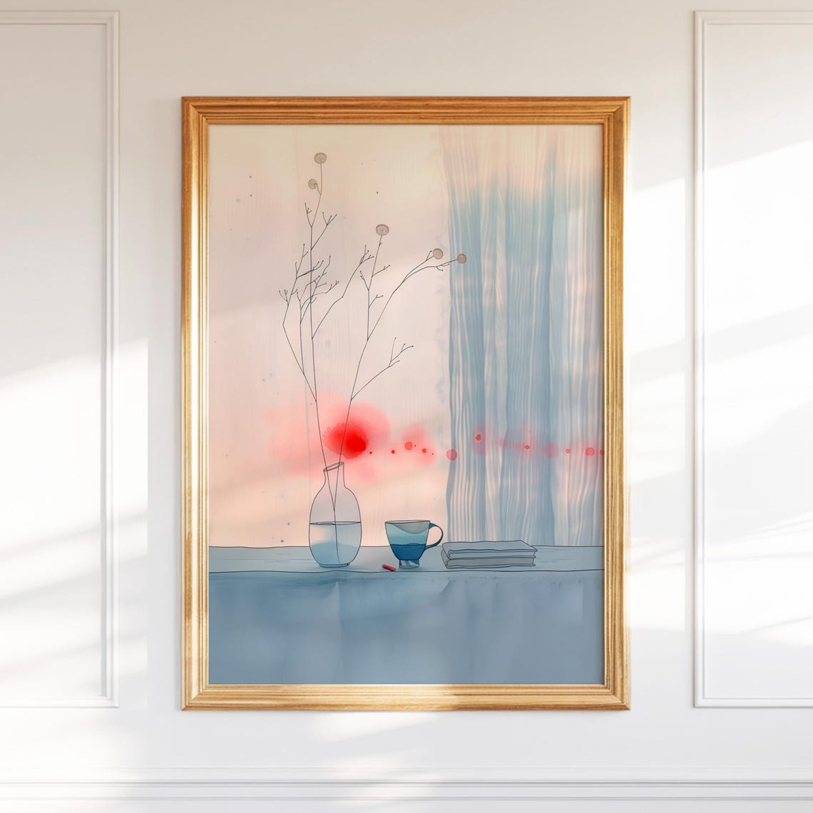 Soft Morning Light Minimalist Still Life Watercolor Style Wall Art