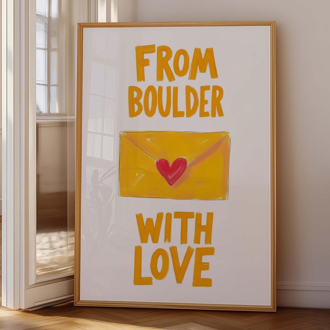 From Boulder With Love Yellow Envelope City Typography Wall Art